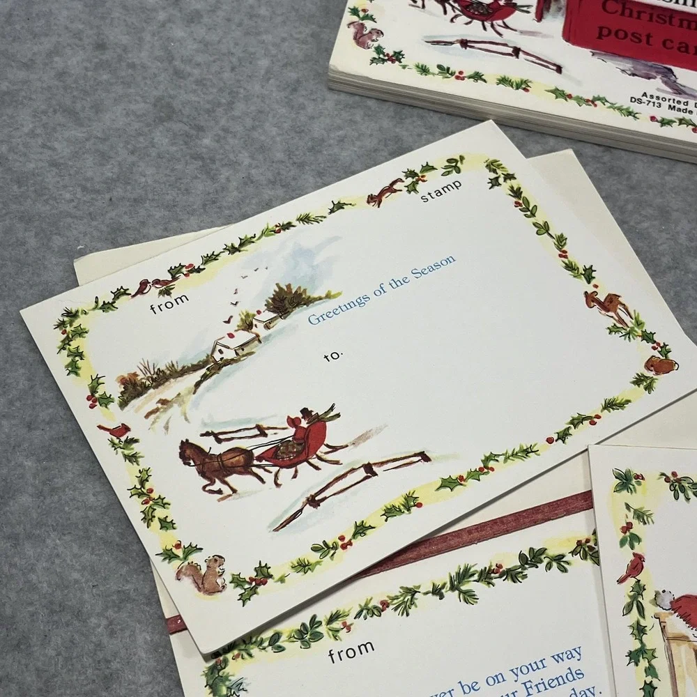 Vintage Old Fashioned Christmas Postcards Holiday Pads Made USA Snow‎ Scene READ